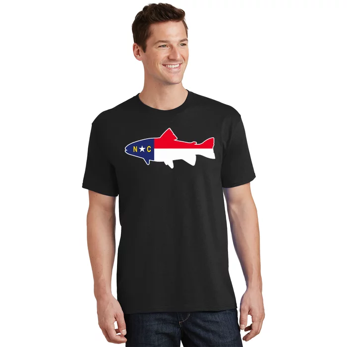 North Carolina Flag with Trout Fish T-Shirt