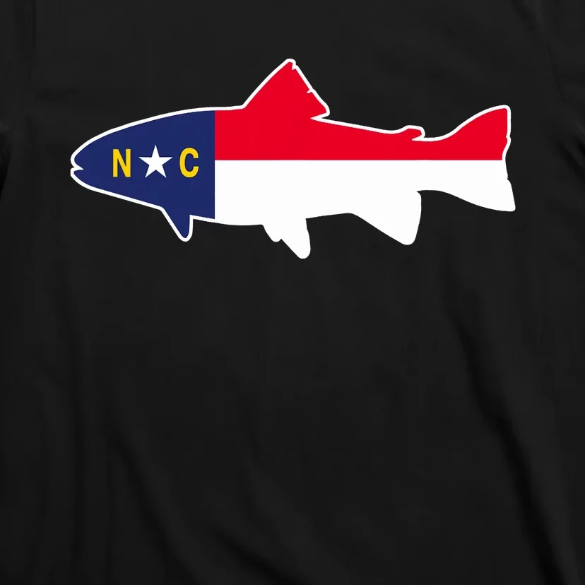 North Carolina Flag with Trout Fish T-Shirt