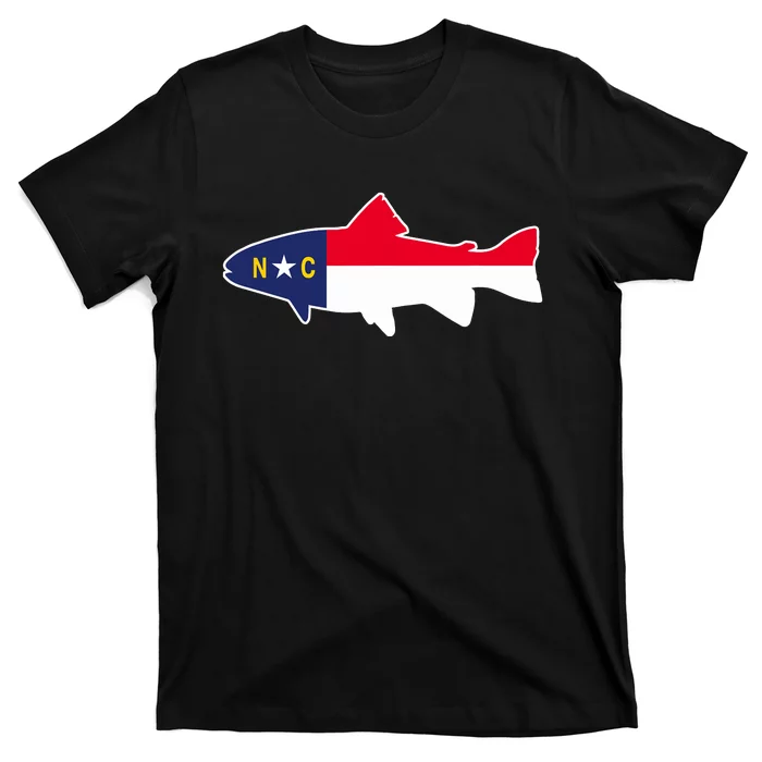 North Carolina Flag with Trout Fish T-Shirt