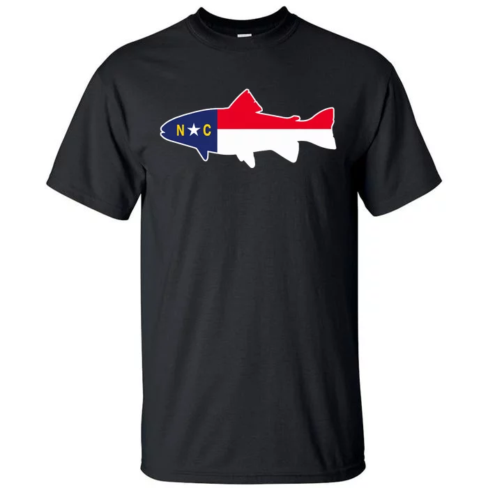 North Carolina Flag with Trout Fish Tall T-Shirt