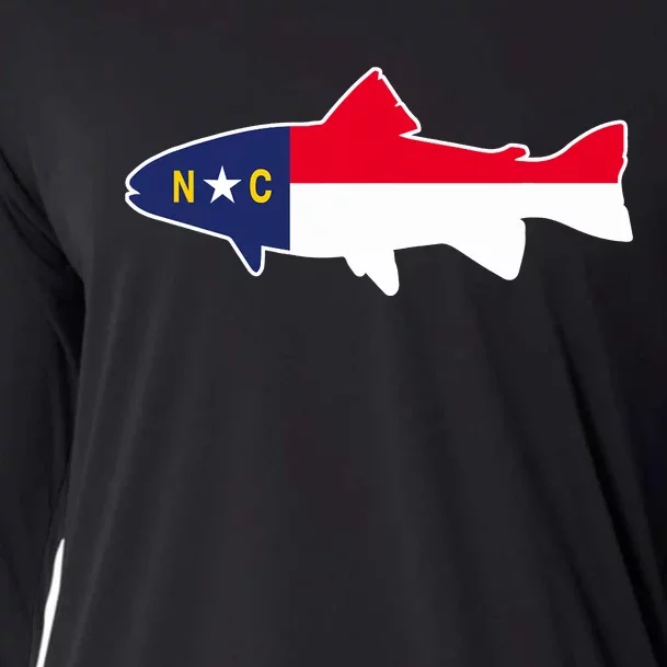 North Carolina Flag with Trout Fish Cooling Performance Long Sleeve Crew