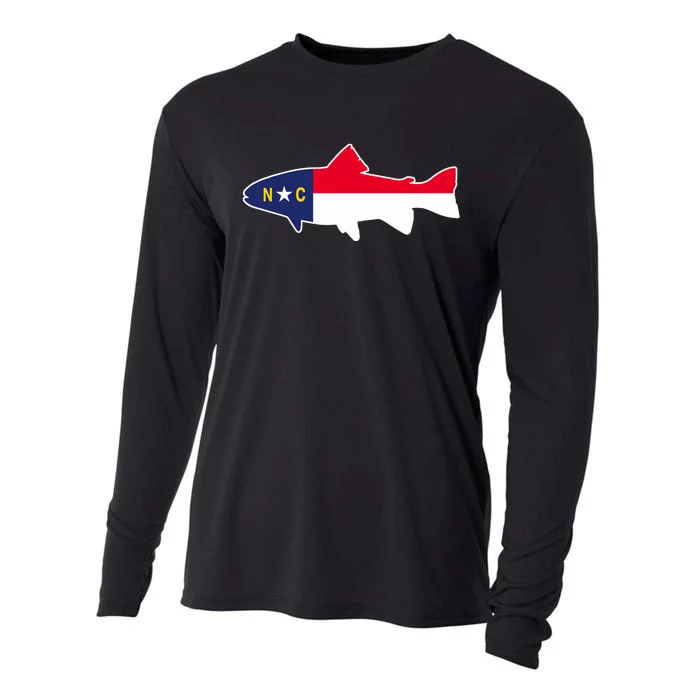 North Carolina Flag with Trout Fish Cooling Performance Long Sleeve Crew