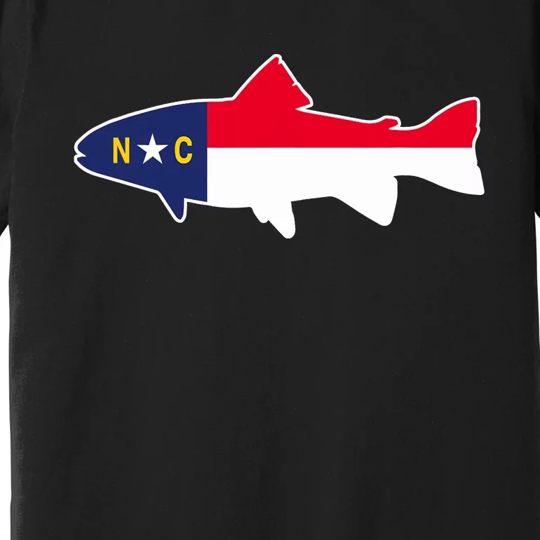 North Carolina Flag with Trout Fish Premium T-Shirt