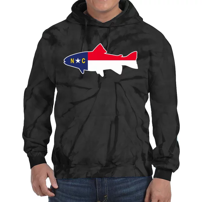 North Carolina Flag with Trout Fish Tie Dye Hoodie