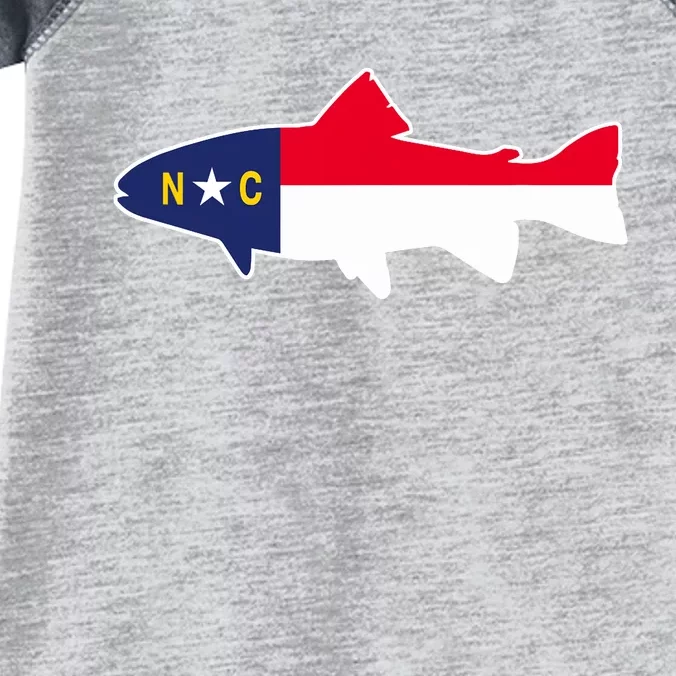 North Carolina Flag with Trout Fish Infant Baby Jersey Bodysuit