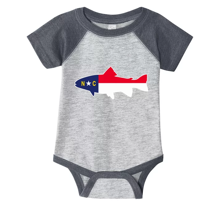 North Carolina Flag with Trout Fish Infant Baby Jersey Bodysuit