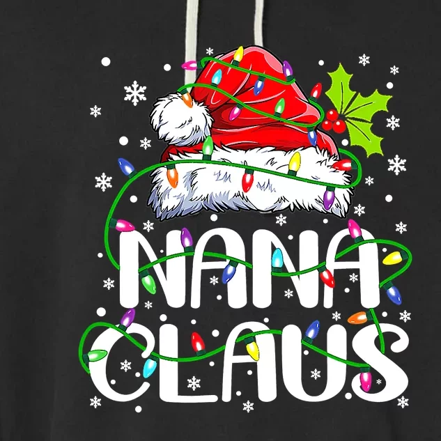 Nana Claus Funny Christmas Family Santa Hat Ornaments Gifts Garment-Dyed Fleece Hoodie