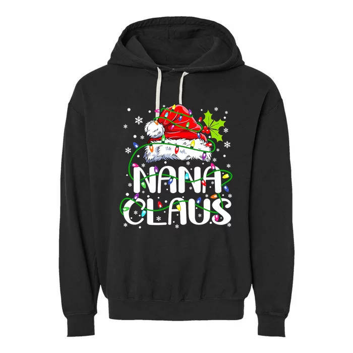 Nana Claus Funny Christmas Family Santa Hat Ornaments Gifts Garment-Dyed Fleece Hoodie