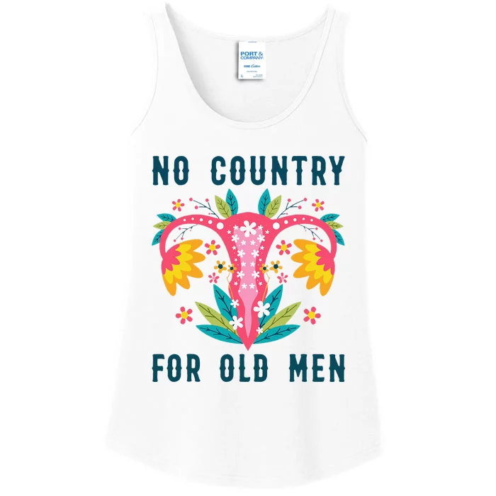 No Country For Old floral vagina uterus  Rights Ladies Essential Tank