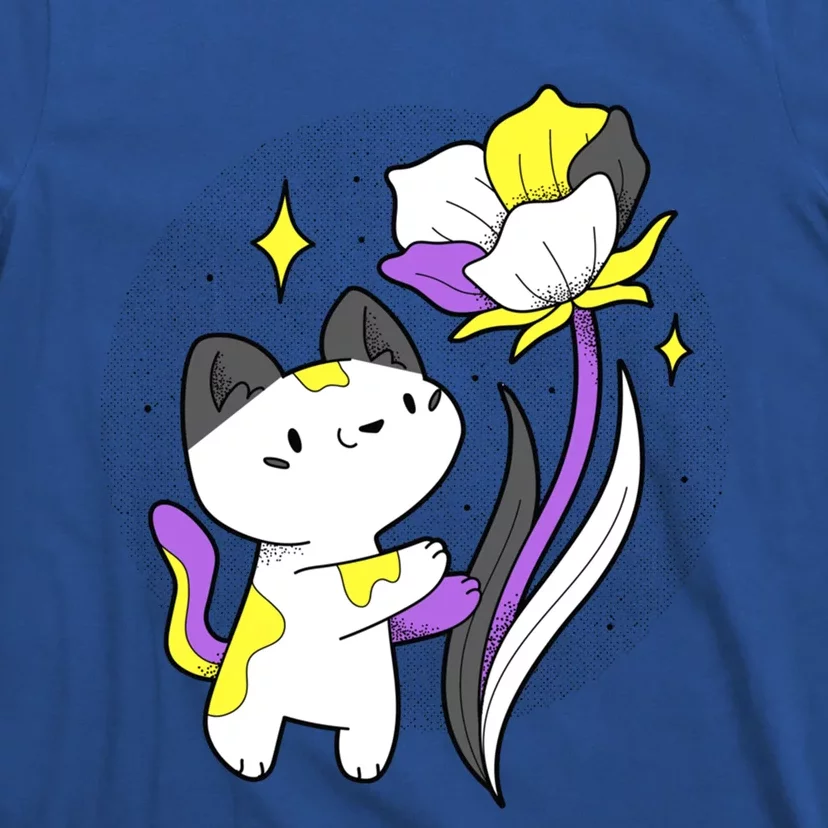 Nonbinary Cat Flower Nonbinary Flag Lgbt Nonbinary Pride Gift T-Shirt