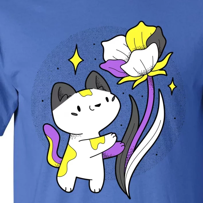 Nonbinary Cat Flower Nonbinary Flag Lgbt Nonbinary Pride Gift Tall T-Shirt