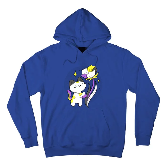 Nonbinary Cat Flower Nonbinary Flag Lgbt Nonbinary Pride Gift Tall Hoodie