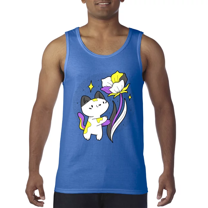 Nonbinary Cat Flower Nonbinary Flag Lgbt Nonbinary Pride Gift Tank Top