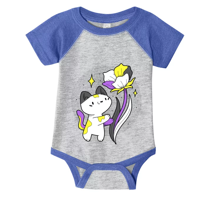 Nonbinary Cat Flower Nonbinary Flag Lgbt Nonbinary Pride Gift Infant Baby Jersey Bodysuit