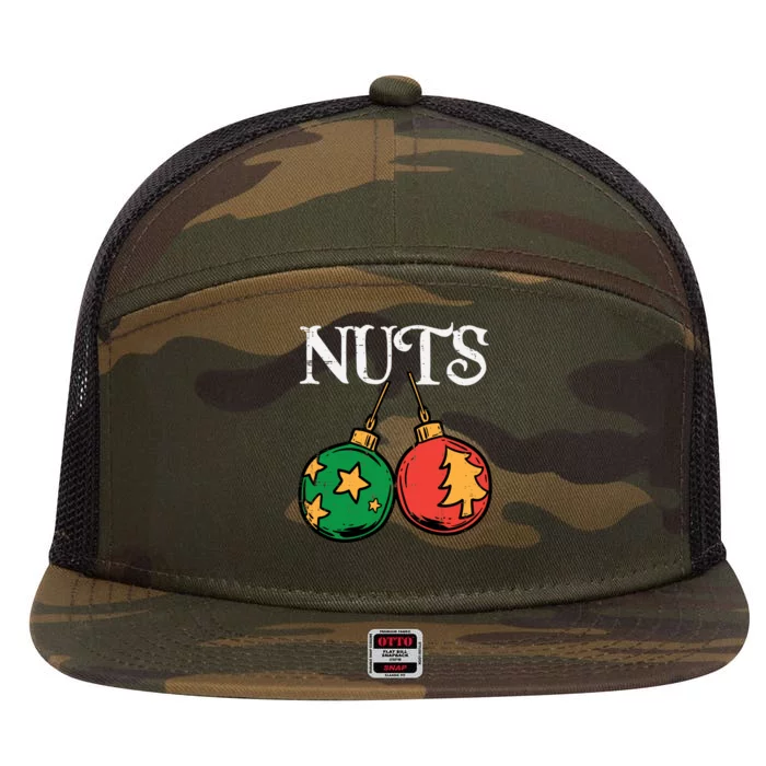 Nuts Chestnuts Funny Matching Couples Christmas Pjs Xmas Gift 7 Panel Mesh Trucker Snapback Hat