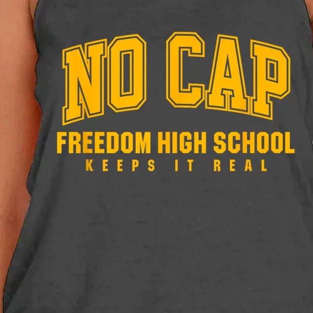 No Cap Freedom High School Keepin It Real Women's Knotted Racerback Tank