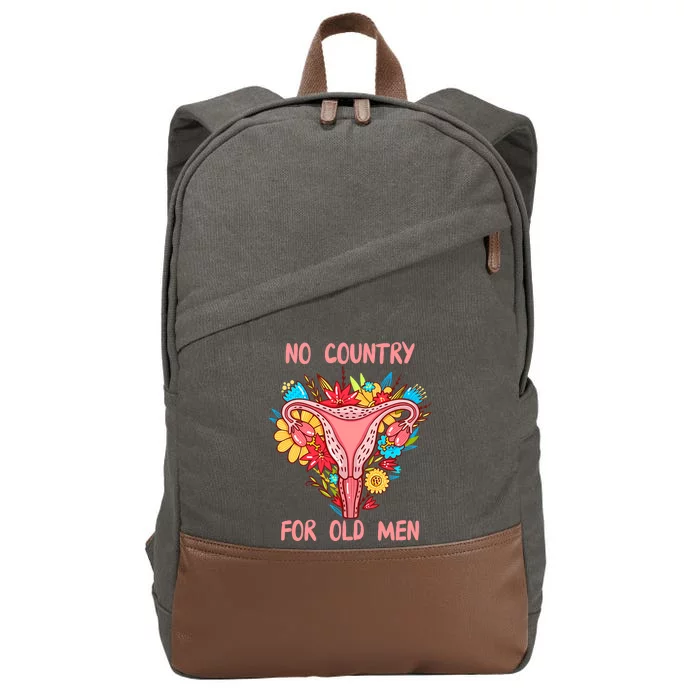 No Country For Old Men Floral Uterus Feminist Women Rights Cotton Canvas Backpack