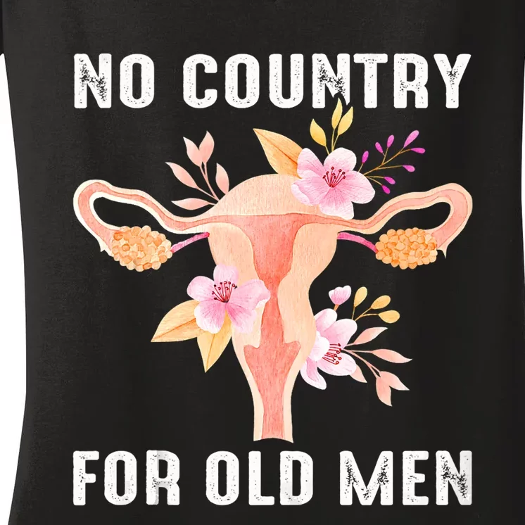 No Country For Old Men Floral Uterus Women's V-Neck T-Shirt