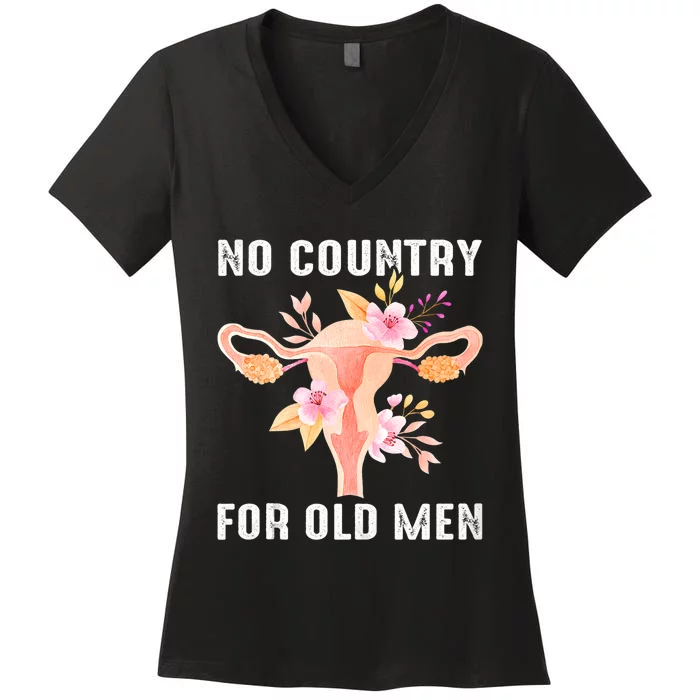 No Country For Old Men Floral Uterus Women's V-Neck T-Shirt