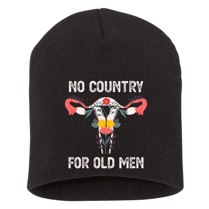 No Country For Old Men Funny Floral Vagina Uterus Short Acrylic Beanie