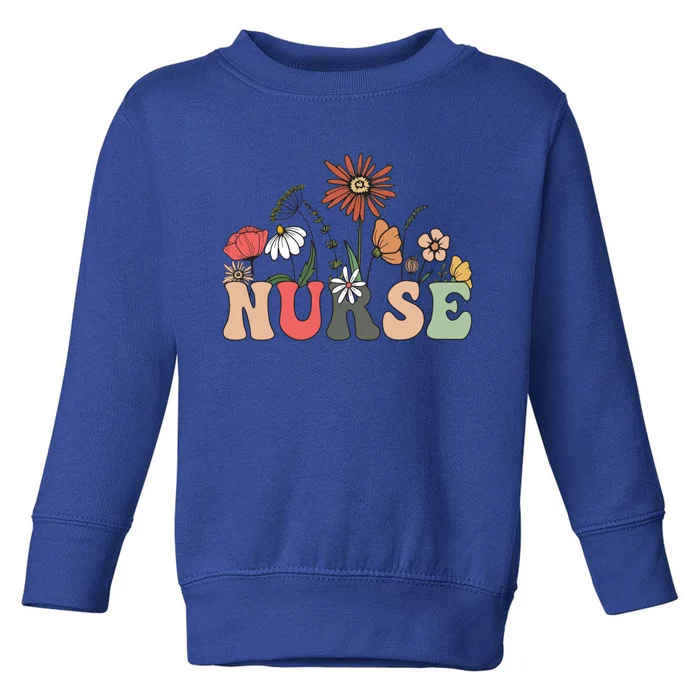 Nurse Cute Flowers Rn Nurse Wildflowers Gift Toddler Sweatshirt