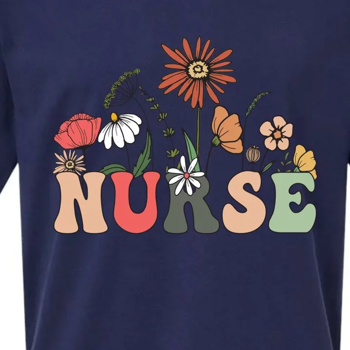 Nurse Cute Flowers Rn Nurse Wildflowers Gift Sueded Cloud Jersey T-Shirt