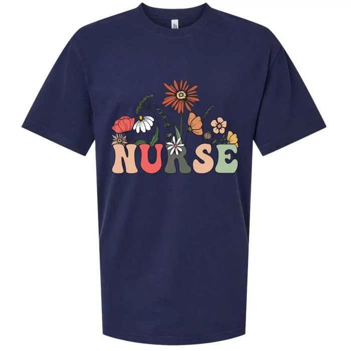 Nurse Cute Flowers Rn Nurse Wildflowers Gift Sueded Cloud Jersey T-Shirt