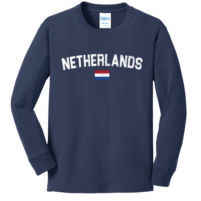 Netherlands Country Flag Logo Kids Long Sleeve Shirt