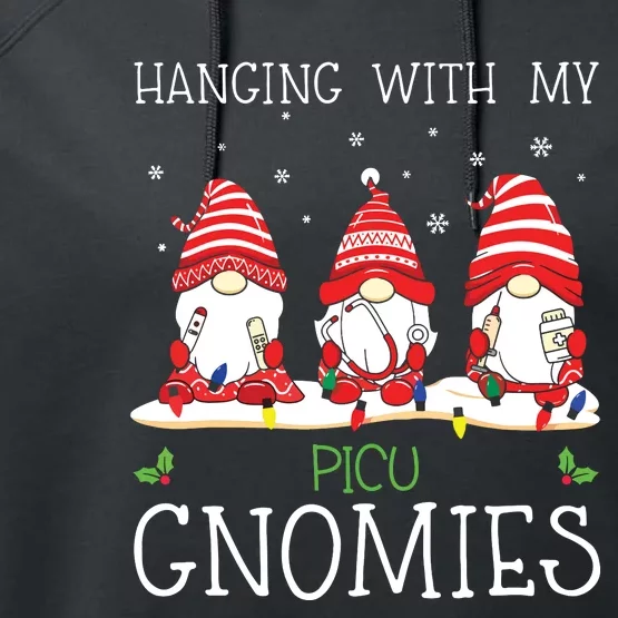 Nurse Christmas Gnome Cool Picu Nurse Christmas Lights Performance Fleece Hoodie