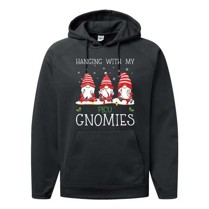 Nurse Christmas Gnome Cool Picu Nurse Christmas Lights Performance Fleece Hoodie