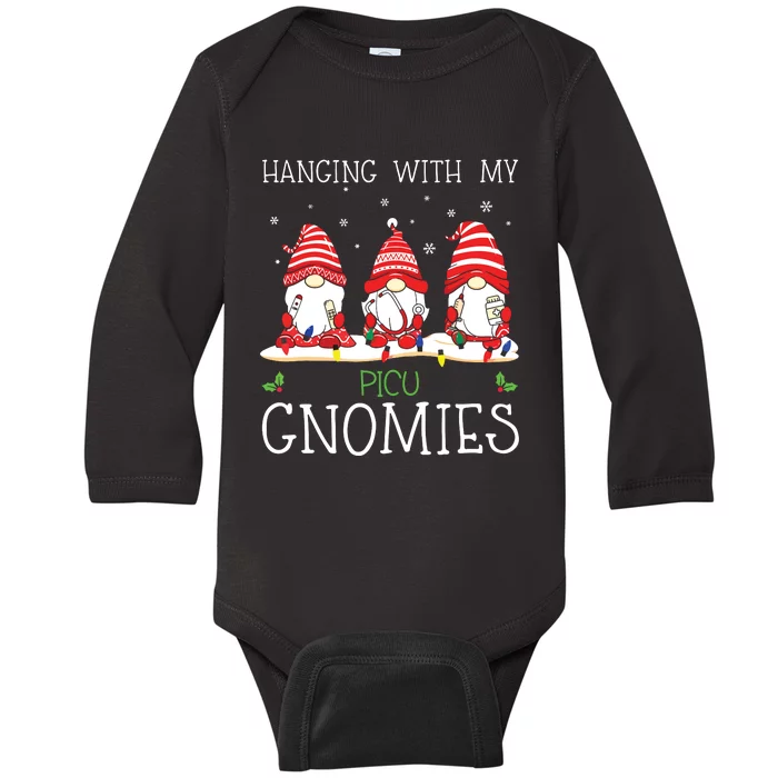 Nurse Christmas Gnome Cool Picu Nurse Christmas Lights Baby Long Sleeve Bodysuit