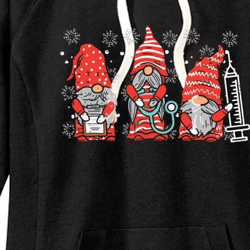 Nurse Christmas Gnomes Cute Xmas Scrub Top For Nurses Women Women's Fleece Hoodie