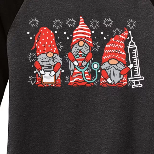 Nurse Christmas Gnomes Cute Xmas Scrub Top For Nurses Women Women's Tri-Blend 3/4-Sleeve Raglan Shirt