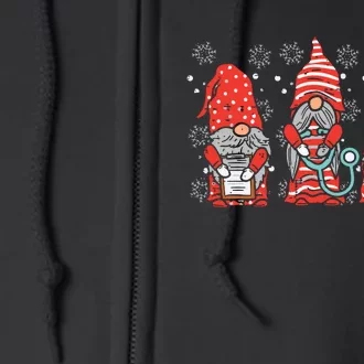 Nurse Christmas Gnomes Cute Xmas Scrub Top For Nurses Women Full Zip Hoodie