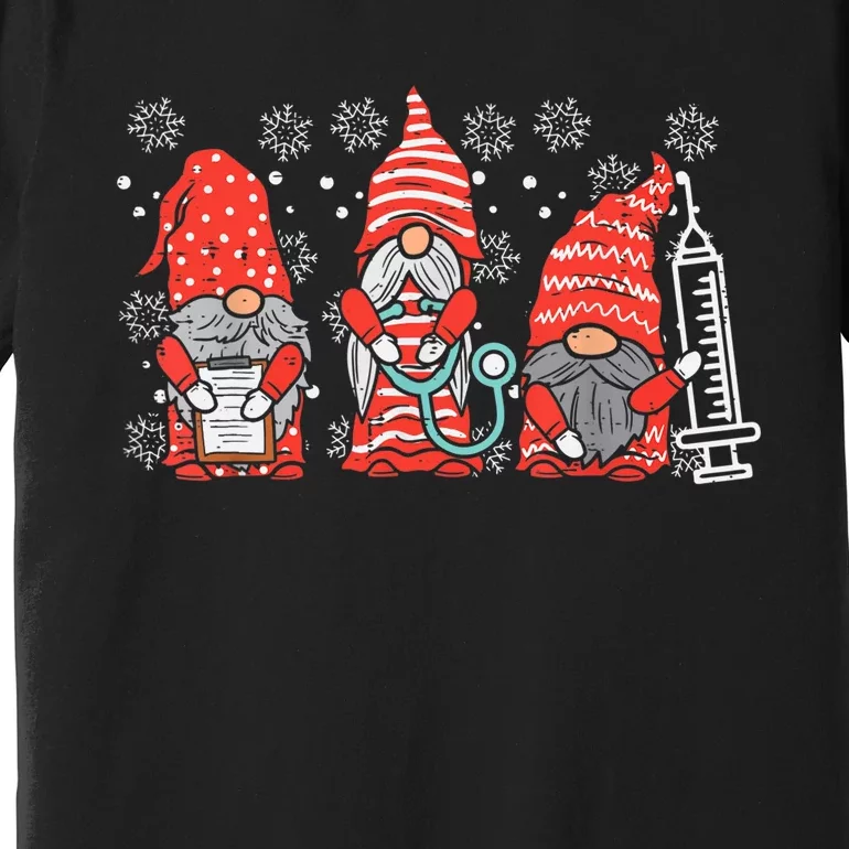 Nurse Christmas Gnomes Cute Nurses Xmas Pajamas PJs Women TShirt Premium T-Shirt