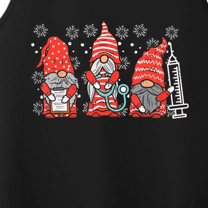 Nurse Christmas Gnomes Cute Nurses Xmas Pajamas PJs Women TShirt Performance Tank