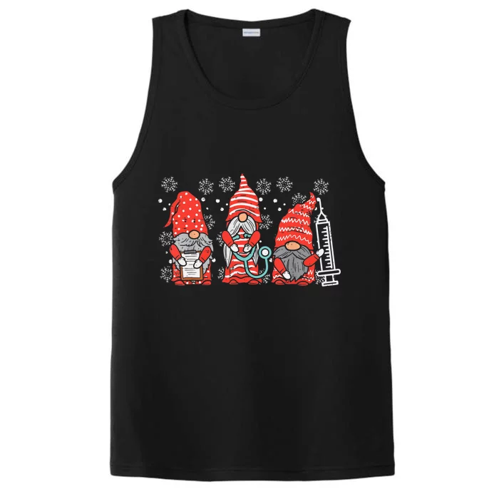 Nurse Christmas Gnomes Cute Nurses Xmas Pajamas PJs Women TShirt Performance Tank