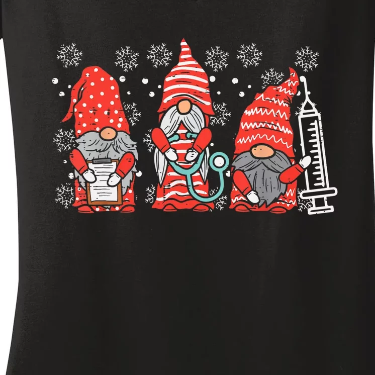 Nurse Christmas Gnomes Cute Nurses Xmas Pajamas PJs Women TShirt Women's V-Neck T-Shirt