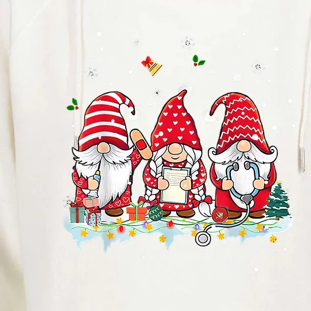 Nurse Christmas Gnomes Cute Xmas Scrub Top For Nurses Gift Womens Funnel Neck Pullover Hood