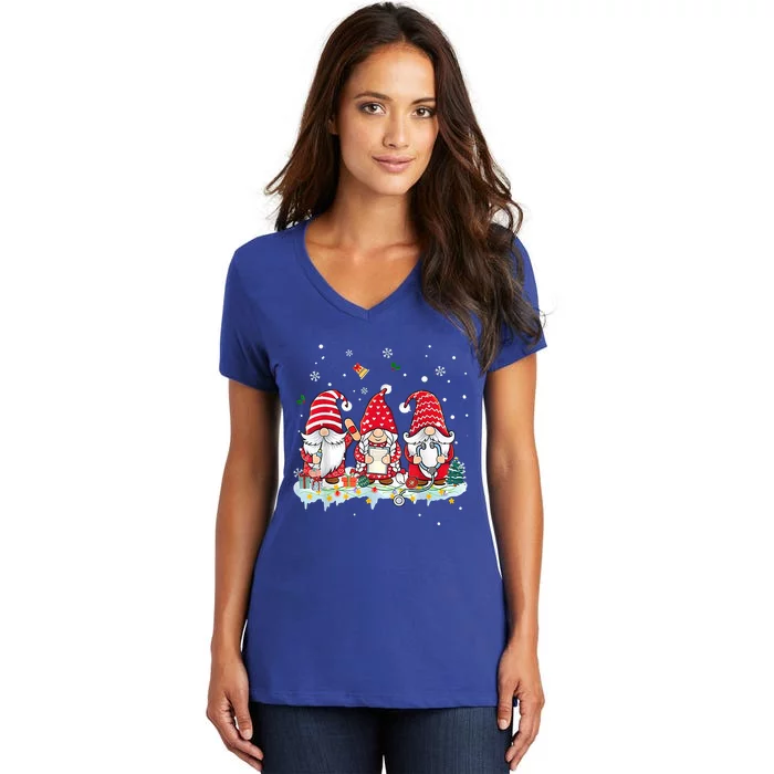 Nurse Christmas Gnomes Cute Xmas Scrub Top For Nurses Gift Women's V-Neck T-Shirt