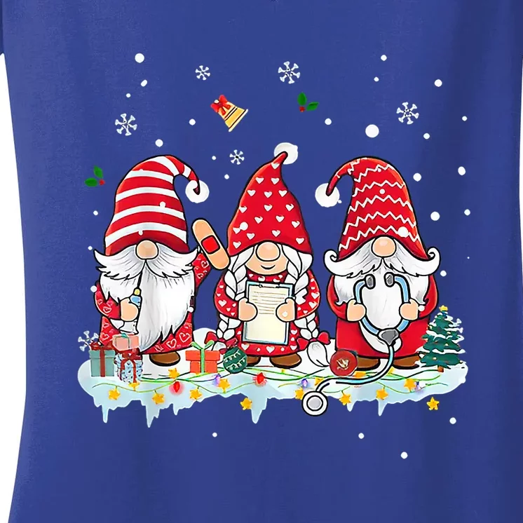 Nurse Christmas Gnomes Cute Xmas Scrub Top For Nurses Gift Women's V-Neck T-Shirt