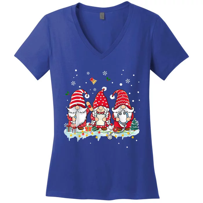 Nurse Christmas Gnomes Cute Xmas Scrub Top For Nurses Gift Women's V-Neck T-Shirt