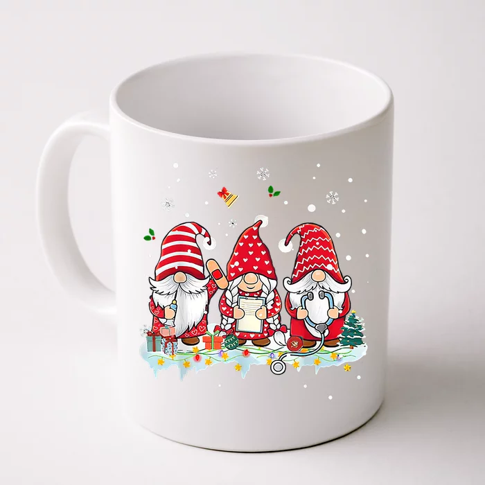 Nurse Christmas Gnomes Cute Xmas Scrub Top For Nurses Gift Front & Back Coffee Mug