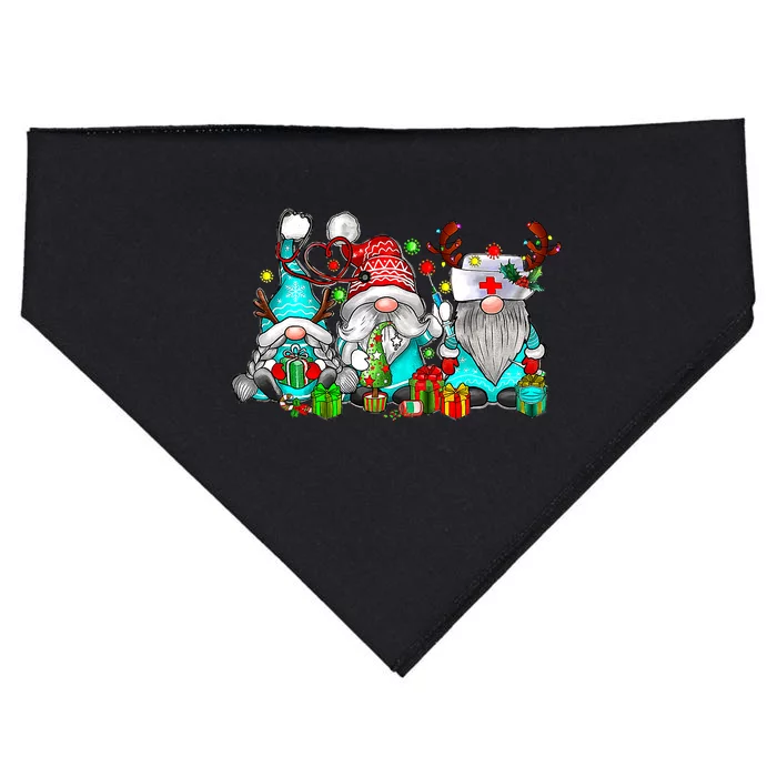 Nurse Christmas Gnomes Cute Xmas Scrub Top For Nurses USA-Made Doggie Bandana