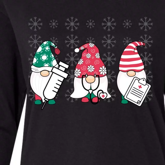 Nurse Christmas Gnomes Cute Nurses Xmas Pajamas Gift Womens Cotton Relaxed Long Sleeve T-Shirt