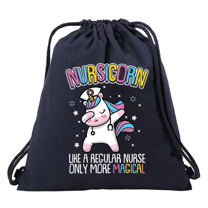 Nursicorn Cool Gift Nurse Unicorn Dabbing Funny Gift For Nurses Gift Drawstring Bag