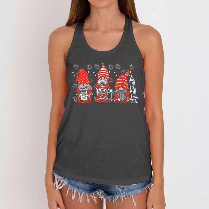 Nurse Christmas Gnomes Cute Xmas Scrub Top Women's Knotted Racerback Tank