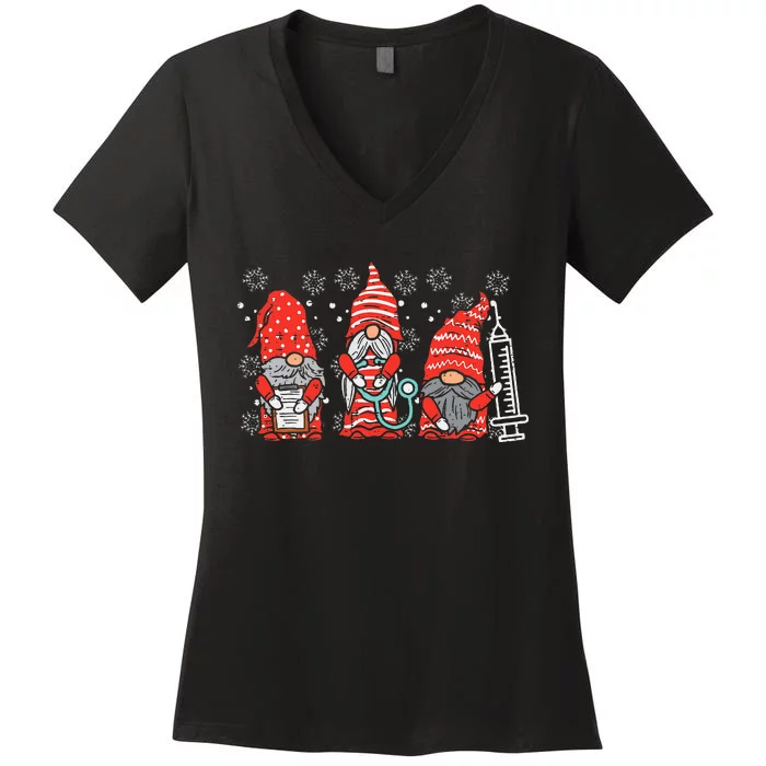 Nurse Christmas Gnomes Cute Xmas Scrub Top Women's V-Neck T-Shirt