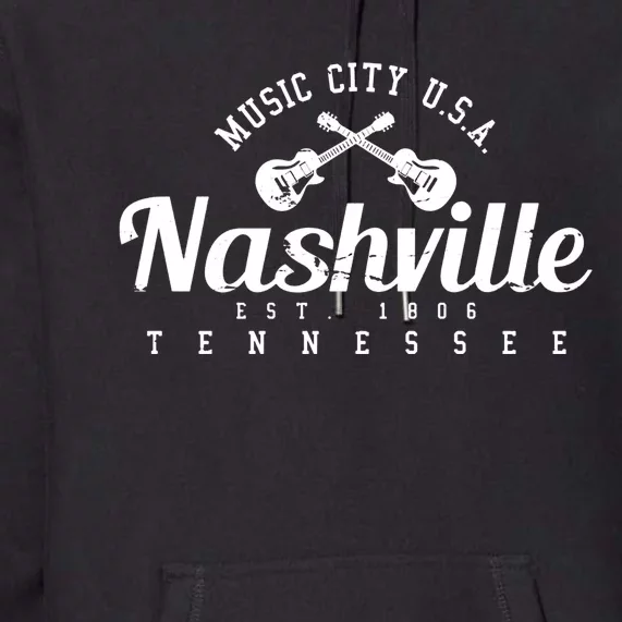 Nashville Cool Gift Cool Gift Country Music City Guitar Gift Cool Gift Premium Hoodie