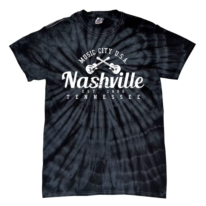 Nashville Cool Gift Cool Gift Country Music City Guitar Gift Cool Gift Tie-Dye T-Shirt